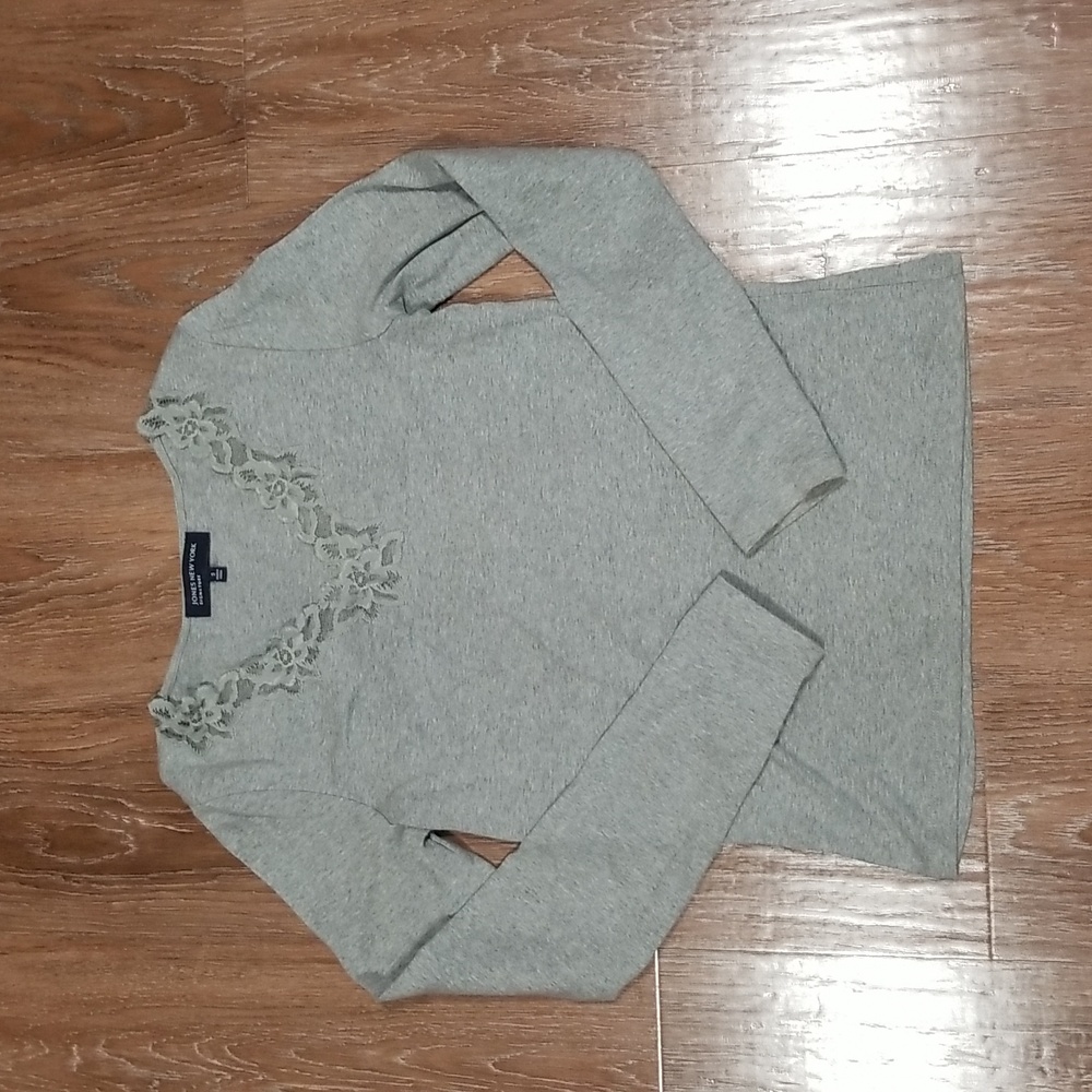 (S) Jones New York Signature Heathered Casual Lace 100% Cotton Dainty Classic